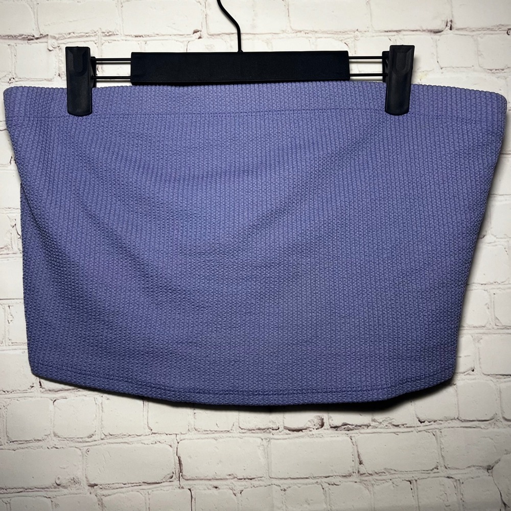✨Urban Outfitters Blue Tube Top‎ Ribbed Knit Built In Bra Cropped Top Size Large